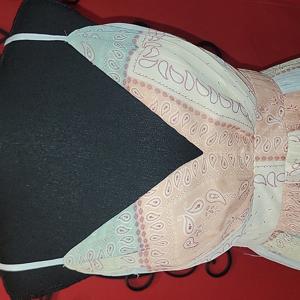 Beautiful floor length Provy pastel colored backless dress